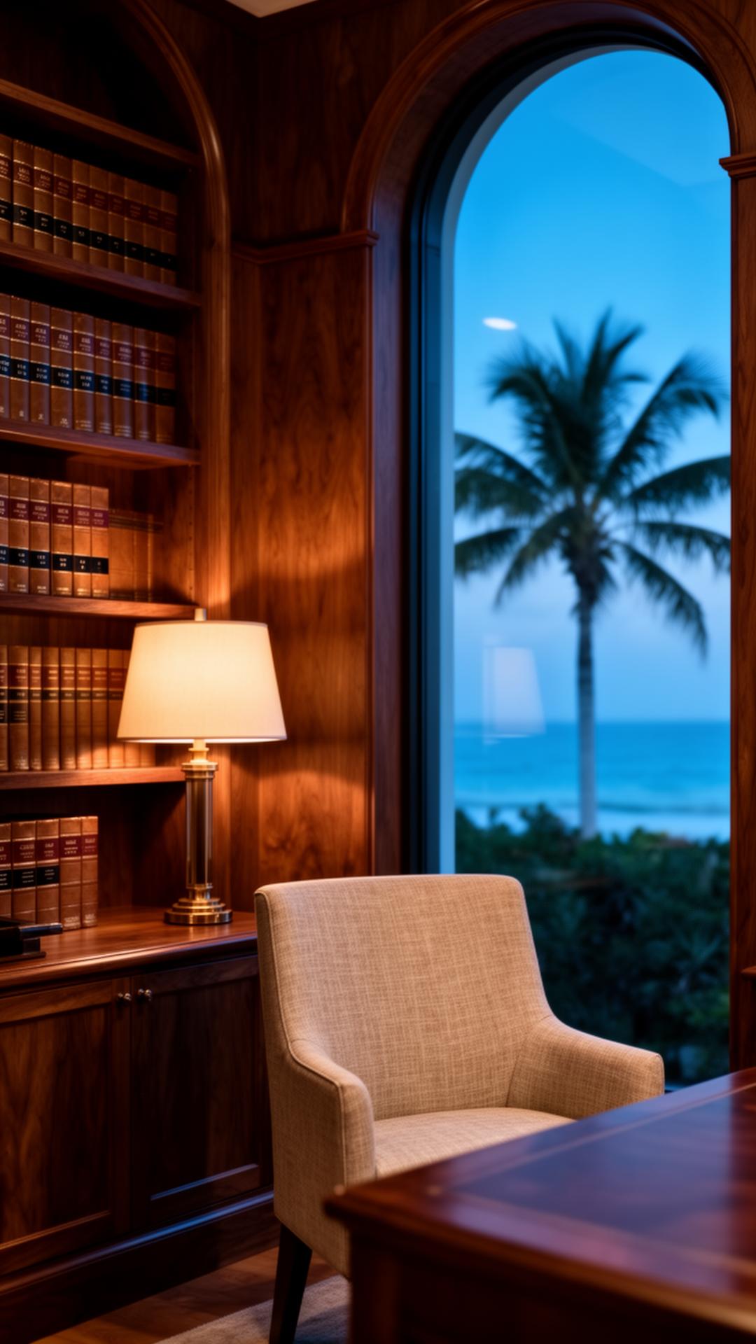 Warm, professional law office setting